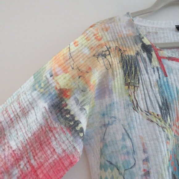 INOAH Artsy Abstract Art To Wear Watercolor Tunic Top Lagenlook Coastal - Size L - Picture 9 of 15